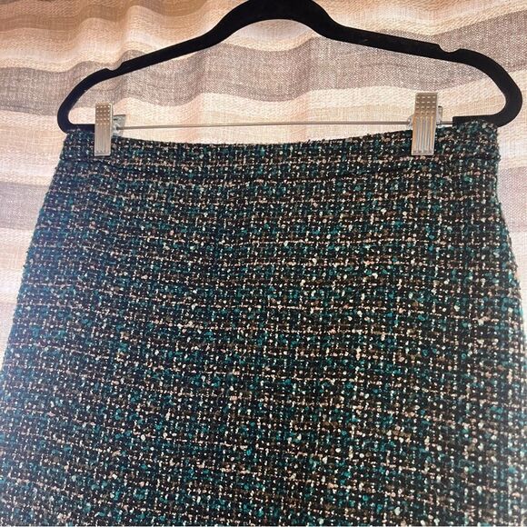 Loft Outlet Black And Teal Tweed Skirt Size 6 - Picture 3 of 10